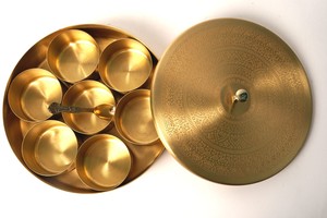 Bold Blossom Designer Engraved Brass Masala <b>Box</b> Set | 100% Handmade Eco-Friendly Durable Spice Organizer Leak Proof Dishwasher - Product Image 2