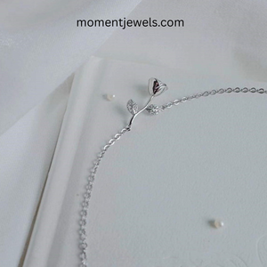 Collier pendentif fleur rose en argent 925, best-seller, avec chaîne à maillons plaquée or 14 carats, détails en zircon étincelant, élégant et tendance - Product Image 2