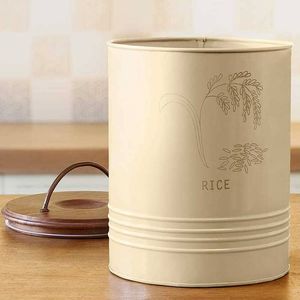 Elegante y Duradero Contenedor de Metal para Arroz de 8.6x8.6x11'' con Tapa de Madera, Recipiente para Cocina - Product Image 3