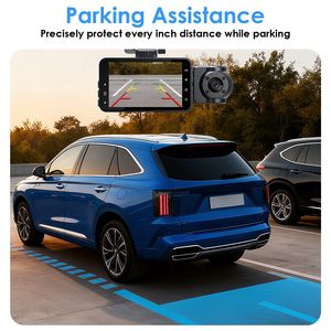 Dash Cam a 3 Canali 1080P Full HD per Auto, Telecamera Frontale Grandangolare 140 Gradi, Telecamere Interne e Posteriori 480P 360 Gradi, Memoria 512GB IPS - Product Image 2