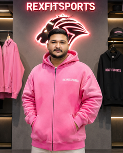 REXFITSPORTS 2026 Custom <b>Pink</b> Zip Up Hoodie Unisex Cotton Polyester Fleece Streetwear Full Zip <b>Sweatshirt</b> with Custom Logo - Product Image 6