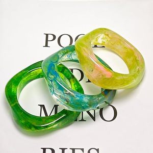 Acrylic Bracelets for Women <b>Large</b> <b>Square</b> Chunky Acrylic Resin Bangle Bracelets <b>Set</b> Jewelry - Product Image 2