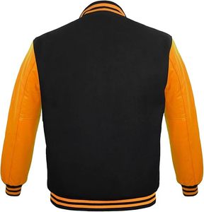 Premium Unisex College Varsity Jacket Custom Wholesale Durable Sportswear Outerwear Yellow Black Design Canvas Fabric for <b>Men</b> - Product Image 2
