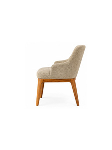 Fauteuil rembourré moderne avec pieds en bois, assise en tissu, design mid-century pour salle à manger ou salon. - Product Image 3