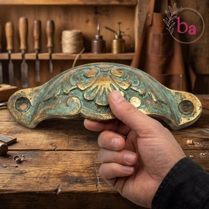 Beads Art Rustic Cast Iron Industrial Square Cabinet <b>Pull</b> Handle Turquoise Distressed for Home Office Living Room Furniture - Product Image 2