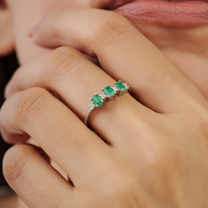 Wholesale 925 Sterling <b>Silver</b> 100% Authentic Octagon Shape <b>Emerald</b> Gemstone Band <b>Ring</b> For Women Party Wear Accessories - Product Image 2