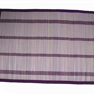 Natural Bamboo kora DYED Dining Table <b>Placemats</b> Dark Brown and Natural Wood Striped Design Heat-Resistant Table Mats with Fabric - Product Image 1