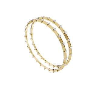 Bracelet Kada fin en or 18 carats avec diamants de laboratoire Aarinya, design moderne, rond brillant segmenté, serti de diamants ronds - Product Image 6