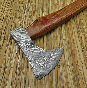 Arwin Enterprises Handmade Mattock Hatchet Damascus Steel Blade <b>Wood</b> Handle 16-inch Overall Length Industrial Grade Leather <b>Axe</b> - Product Image 6