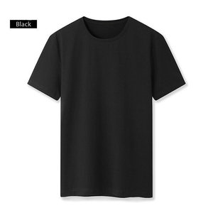 Camiseta de Manga Corta de Algodón Lisa para Hombre, Cuello Redondo, Corte Regular, Color Sólido, Ropa Casual, Negra, Blanca, Tejido de Punto Jersey - Product Image 4