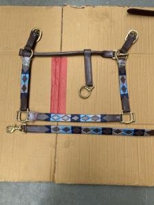 Cabestro de Polo Premium NIDA de Cuero de Búfalo Indio Marrón y Negro, Estilo Europeo, Duradero, con Herrajes de Latón Macizo y Cosido a Mano para Caballos - Product Image 2