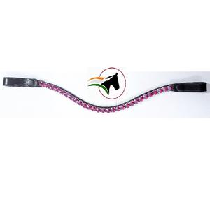 Diadema de Cuero Personalizada para Caballo con Cristales Rivoli de 10mm, Diadema Brillante con Botón de Cambio Rápido, Accesorios de Equitación - Product Image 1