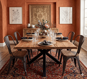 Industrial Solid Wood Live edge Extendable <b>Table</b> Metal Leg Modern Expandable Dining <b>Table</b> Dining Room Furniture Home Furniture - Product Image 1