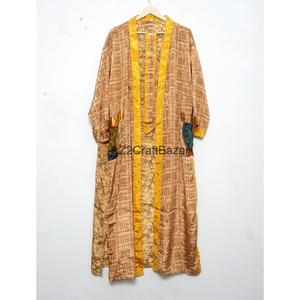 Robe kimono en soie vintage de luxe pour femmes, douce, respirante, longue, manches longues, fermeture à cordon, style décontracté bohème, vêtements de plage - Product Image 5