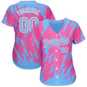 Maillot de baseball unisexe personnalisé, motif éclair rose et bleu, impression par sublimation, polyester respirant, nom d'équipe adulte, n'importe quel nom 00 - Product Image 4