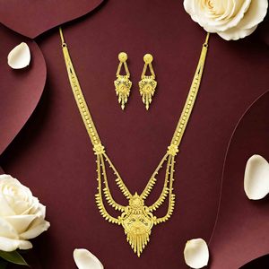 สร้อยคอแฟชั่นสไตล์ดูไบขายส่ง ชุบทอง 14K18K24K ไมครอน ชุดเครื่องประดับเจ้าสาวแบบรานีฮาร์ ดีไซน์แบบดั้งเดิม - Product Image 3