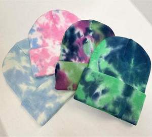 WOMEN <b>Tie</b> Dye Winter Beanies Hat Custom logo Embroidery Label Rib Beanies for <b>Men</b> Women and Kids - Product Image 4