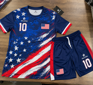 Maillot de football Salstar pour homme, kit personnalisé avec impression par sublimation du drapeau, col rond, manches courtes, évacuation de l'humidité, coupe athlétique, logos d'équipes de club - Product Image 6