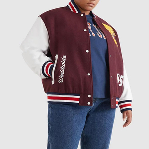 Women's Casual Short-Length Crop Varsity Jacket <b>Top</b> With Long Sleeves Finished Sustainable Product Women Varsity Jacket OEM - Product Image 2