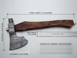Hacha Táctica Hecha a Mano de Acero de Damasco de Grado Industrial con Espiga Plana y Mango de Madera de Palisandro, 1.5 kg, 3 Años de Garantía - Product Image 6