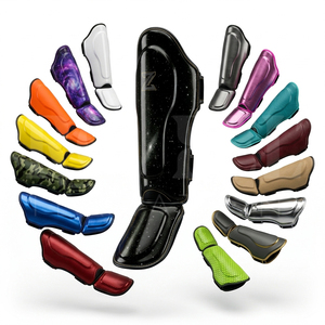 Protège-tibias de Muay Thai en cuir PU, nouveau design léger, couleur personnalisée, pour le kickboxing, le MMA, la protection des jambes, l'entraînement et le sparring - Product Image 1