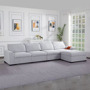 Divano Componibile Modulare 149 con Pouf, Elegante Set per Soggiorno - Product Image 1