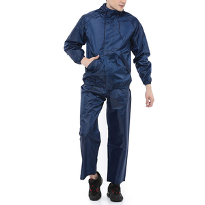 Men's Autumn Navy Blue Waterproof Windbreaker Loose Fit Full <b>Zip</b> <b>Hooded</b> Tracksuit Casual Sport Wear Lightweight Polyester Solid - Product Image 4