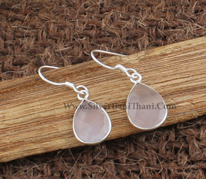 Wholesale Natural Rose Quartz 925 <b>Sterling</b> <b>Silver</b> <b>Drop</b> <b>Earrings</b> Women Healing Gemstone Jewelry Reiki Energy Wedding Gift Luxury - Product Image 2