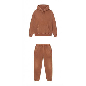 Conjuntos Deportivos de Dos Piezas de Algodón Lavado con Efecto Desgastado, Fabricante de Ropa OEM, Suministro al por Mayor - Product Image 1