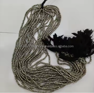 100% perles de pierres précieuses rondes à facettes en pyrite naturelle au mieux pour la fabrication de bijoux du fabricant fait à la main faisant des bijoux - Product Image 1