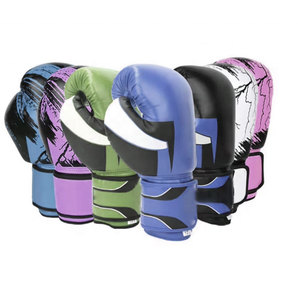 Gants de boxe Daizen Star en PU avec fermeture auto-agrippante, sangle de poignet réglable, respirants, pour entraînement, unisexe, adultes, motif bleu - Product Image 1
