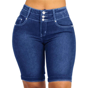 Premium <b>Stretch</b> <b>Denim</b> Shorts for Women Trendy Cut Breathable Comfort Quick Dry Mid Waist Vintage Style Boot Cut for Daily Wear - Product Image 1
