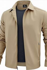 Men's <b>Zip</b> <b>Up</b> <b>Jacket</b> Lightweight Woven Polyester Casual Collar Outerwear for Commuting - Product Image 2