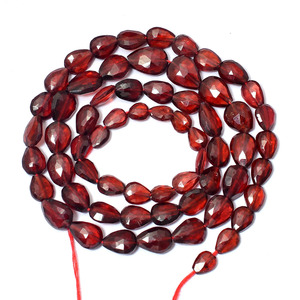 AAA+ Red Garnet 4x6mm-6x8mm Faceted Pear Briolette <b>Beads</b> Natural Red Garnet Semi Precious Gemstone Fancy <b>Loose</b> <b>Beads</b> For Jewelry - Product Image 1