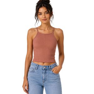Customized <b>Rose</b> Brown Women Ribbed Knit Crop Tank <b>Top</b> Sleeveless Scoop Neck Stretch Slim Fit Casual Summer Camisole Wholesale - Product Image 1