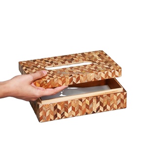 Caja de Pañuelos Clásica Ornamentada con Incrustaciones de Hueso, Color Personalizado para Regalos y Decoración de Eventos - Product Image 3