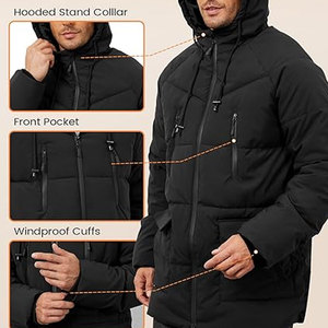 Men’s Long Winter Coat Hooded Quilted Puffer <b>Jacket</b> <b>Waterproof</b> Thick Insulated Puffy Parka <b>Warm</b> Cold Weather Outerwear - Product Image 4