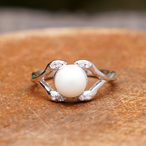 Anillo de Boda de Lujo con Perla de Agua Dulce y Bisel de Plata de Ley 925 al por Mayor para Mujer, Talla Personalizable, Joyería Fina - Product Image 4