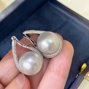 Zhuji <b>Pearl</b> Wholesale S925 <b>Silver</b> Ear Buckle Gift Box 12-13mm Natural <b>Pearls</b> Comparable Australian White Quality <b>Earrings</b> - Product Image 5