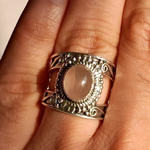 Rose <b>Quartz</b> Oval <b>Ring</b> 925 Sterling Silver Handmade Promise Jewelry for Women gift her bezel setting <b>Ring</b> January birthstone - Product Image 5