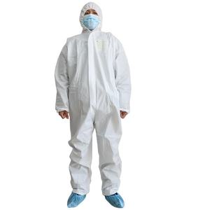 Combinaison de travail unisexe en polyéthylène blanc, anti-poussière, avec capuche et couvre-chaussures - Product Image 1