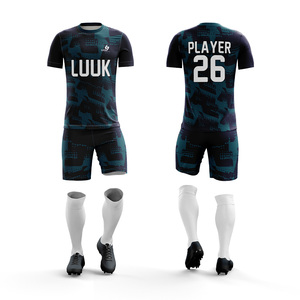 ชุดฟุตบอลมืออาชีพ เสื้อและกางเกงขาสั้น ชุดกีฬาสวมใส่สบายสำหรับผู้ชายและเยาวชน ผู้จัดจำหน่ายชุดทีมระดับพรีเมียม - Product Image 1
