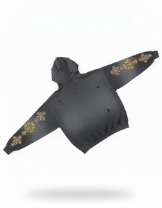 Sweat à capuche zippé pour homme en molleton 100% coton, coupe classique, infroissable, respirant, effet délavé, entièrement brodé, haute qualité 500 GSM - Product Image 2