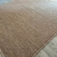 Tapis tissé à la main en laine avec bordure en boucle de galets, antidérapant, écologique, adapté aux animaux domestiques, style scandinave, couleur unie, à poils plats