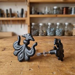 Matte <b>Black</b> Cast Iron Rooster Cabinet <b>Knob</b> Novelty Shape Traditional Design for Kitchen Drawer Handle - Product Image 1