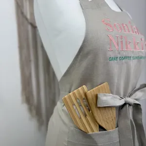 Tablier <span class=keywords><strong>de</strong></span> travail en lin pur pour artiste, tablier brodé avec nom, durable, confortable, <span class=keywords><strong>tenue</strong></span> esthétique pour <span class=keywords><strong>peintre</strong></span> avec poche - Product Image 5