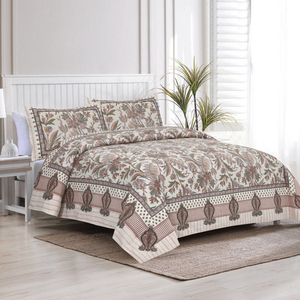 Parure de lit 3 pièces personnalisable Satrangee en coton 100% imprimé à la main motif floral, 40 fils, 200TC, anti-acariens, toutes saisons, style simple - Product Image 2