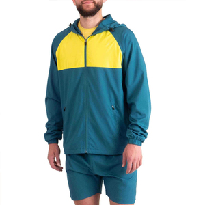 Conjunto Casual de Dos Piezas para Hombre, 100% Poliéster, Tejido, Cortavientos, de Secado Rápido, con Capucha Bordada, Estilo Urbano para Invierno - Product Image 1