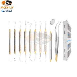JACKBILLY Dental Hygienists Instruments <b>Tool</b> Kit 10 PCs with Sterilization Cassette Professional Prophylaxis <b>Teeth</b> <b>Cleaning</b> Set - Product Image 2