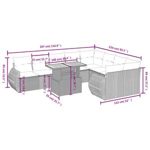 Conjunto de Sofás de Jardín de Mimbre Sintético Gris Resistente a los Rayos UV, Muebles de Exterior con Materiales Duraderos - Product Image 3